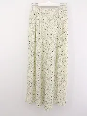 ◇ KBF+ URBAN RESEARCH 総柄 ウエストゴム タック スリット ワイド パンツ サイズONE アイボリー ブラック系 レディース P  【1210110001234】