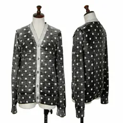 コムコム コムデギャルソンCOMME des GARCONSウールドットインサイドアウトカーディガン 黒白M
