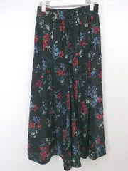 ◇ JEANASIS ジーナシス 花柄 ワイド パンツ サイズF ブラック レッド グリーン レディース P  【中古】 【1210110004273】