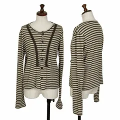 ワイズY's ボーダーフェルトテーピングカーディガン グレーカーキM位