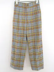 ◇ URBAN RESEARCH アーバンリサーチ チェック パンツ サイズ34 ブルー系 イエロー系 マルチ レディース P  【1210120001743】