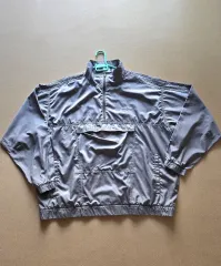 2XL アディダス グレー トーン ハーフ ジップアップ アノラック ジャケット ガーメント ウォッシュ トラック