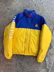 90s ポロ ラルフ ローレン カラー ブロック ダウン パファー ジャケット