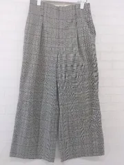 ◇ green label relaxing UNITED ARROWS チェック タック ワイド パンツ サイズ36 グレー レッド系 レディース P  【1210120009305】