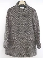 ■ MOUSSY マウジー 総柄 長袖 ダブルボタン コート サイズ2 ブラック ホワイト レディース P  【中古】 【1210140003550】