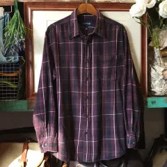 90s ヴィンテージ シャツ チェック柄 パープル ウィンドウ チェック ウェスタン フランネル L