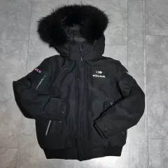 EIDER ブラック ダウン アウター フード ファー