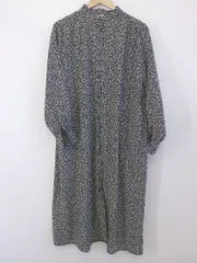 ◇ chocol raffine robe 花柄 スタンドカラー 長袖 膝下丈 ワンピース サイズF ブラック グレー系 レディース P  【中古】 【1210180000328】