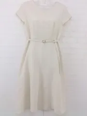 ◇ ◎ Aperi アペリ nano universe ウエストベルト付き 半袖 膝丈 ワンピース サイズ38 ベージュ系 レディース P  【中古】 【1210170005432】