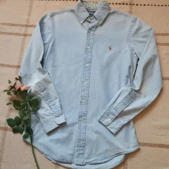 90年代 ポロ ラルフローレン シャンブレー デニム シャツ s