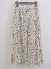 ◇ one after another NICE CLAUP 水玉 ドット ロング プリーツ スカート サイズF ライトベージュ系 ブラック レディース P  【1210200000529】