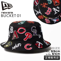 ニューエラ バケットハット メンズ レディース ブランド バケハ デニム 球団ロゴ 帽子 NEW ERA Bucket01 Team Logo Allover MLB 14521658