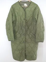 ■ via j ヴィアジェイ エルマール キルティング パイピング 長袖 ロング コート サイズ38 カーキ レディース P  【中古】 【1210210037058】のサムネイル