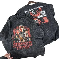 公式 Netflex「 ストレンジャーシングス 未知の世界 5」 ファイナル記念 半袖 Tシャツ ヴィンテージ加工 両面プリント 男女兼用  XS--4XL