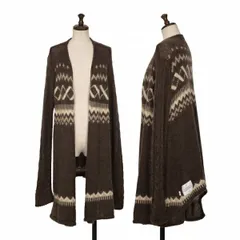 ウィズリミテッドWHIZLIMITED モヘヤ混紡ボタンレスニットカーディガン 茶ベージュL