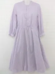 ◇ ROPE PICNIC ストライプ 長袖 膝下丈 シャツ ワンピース サイズ38 パープル ピンク系 ホワイト レディース P  【中古】 【1210250000166】