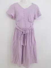 ◇ tocco closet トッコ クローゼット Vネック ウエストリボン 半袖 膝丈 ワンピース サイズM ピンク系 レディース P  【中古】 【1210240008646】