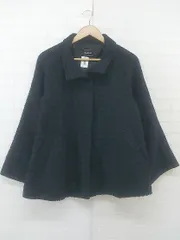 ◇ HusHusH ハッシュアッシュ 柄 ワイドスリーブ 長袖 コート サイズ3 ネイビー ブラック レディース P  【中古】 【1210250001002】