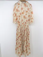 ◇ TONAL 花柄 ウエストゴム ギャザープリーツ切替 七分袖 ロング ワンピース サイズ38 ベージュ マルチ レディース P  【中古】 【1210250005765】のサムネイル