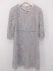 ◇ Noela ノエラ 総レース 装飾ビジュー 七分袖 ミニ ワンピース サイズM パープル系 レディース P  【中古】 【1210250004782】