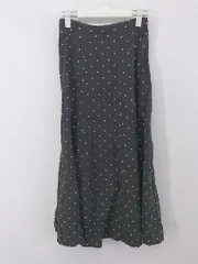 ◇ LOWRYS FARM ウエストゴム ドット 水玉 ロング フレア スカート サイズF チャコールグレー ホワイト系 レディース P  【中古】 【1210260002693】