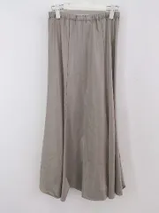 ◇ Aunt Marie's アントマリーズ ウエストゴム サテン調 ロング フレア スカート サイズ F グレージュ系 レディース P  【中古】 【1210260004772】