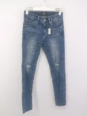◇ AZUL BY MOUSSY マウジー ダメージ加工 カットオフ スキニーデニム ジーンズ パンツ サイズXS ネイビー系 レディース P  【中古】 【1210260004062】