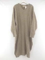 ◇ AZUL BY MOUSSY アズール バイマウジー サイドスリット 長袖 膝下丈 ニットワンピース サイズM ブラウン系 レディース P  【中古】 【1210270003604】