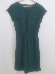 ◇ ViS ビス フレンチスリーブ 膝丈 ノーカラー ワンピース サイズ F グリーン レディース P  【中古】 【1210270002218】