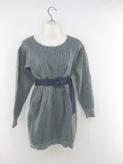 ◇ ◎ REDYAZEL レディアゼル チェック 長袖 ミニ ニット ワンピース サイズF モスグリーン ネイビー レディース P  【中古】 【1210270005288】