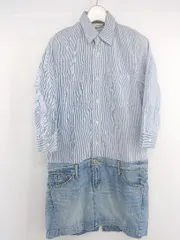 ◇ un dix cors アンディコール 七分袖 膝丈 ワンピース サイズ38 ブルー系 レディース P  【中古】 【1210270005066】