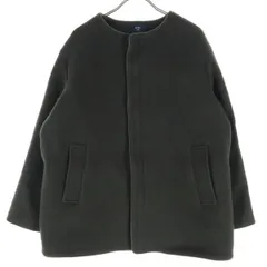 美品 SHIPS シップス 長袖 ウール ノーカラージャケット S ダークブラウン レディース 古着