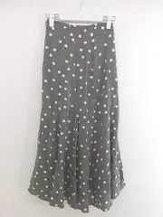 ◇ titivate ティティベイト リネン混 水玉 ドット ロング フレア スカート サイズS ダークグレー アイボリー レディース P  【中古】 【1210280030164】