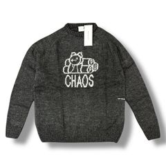 参考上代27500円 未使用 Pop Trading Company 24AW POP KNITTED CHAOS CREWNECK ニット セーター ポップトレーディングカンパニー POPAW24_06-004 グレー XL （95499A5） 参考上代27500円 未使用 Pop Trading Company 24AW POP KNITTED CHAOS