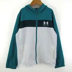 アンダーアーマー パーカー トップス ウィンドブレーカー スポーツウエア キッズ 男の子用 YLGサイズ 緑×白 UNDER ARMOUR 【中古】