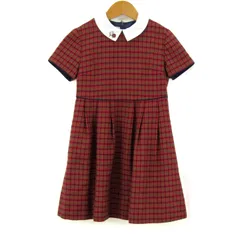 ファミリア ワンピース トップス 半袖 チェック柄 フォーマル キッズ 女の子用 120サイズ 赤×緑×黒 Familiar 【中古】