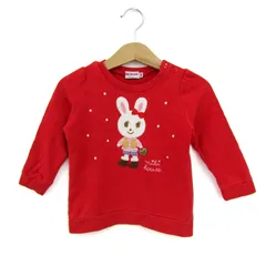 ミキハウス 長袖Ｔシャツ トップス アニマル柄 日本製 ベビー 女の子用 80サイズ レッド MIKIHOUSE 【中古】