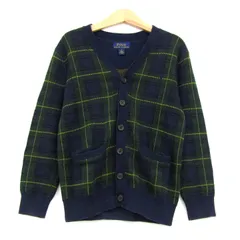 ポロラルフローレン カーディガン トップス 長袖 Vネック チェック柄 キッズ 男の子用 6サイズ 紺×緑×黄 POLO RALPH LAUREN 【中古】