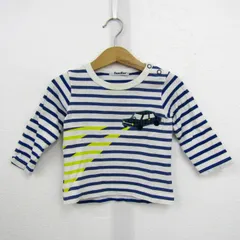 ファミリア 長袖Ｔシャツ トップス ボーダー 車 日本製 ベビー 男の子用 80サイズ 青/白/黄 Familiar 【中古】