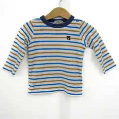 ミキハウス 長袖Ｔシャツ トップス ボーダー柄 ダブルビー ベビー 男の子用 80サイズ 白×青×茶 MIKIHOUSE 【中古】