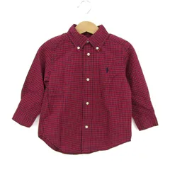 ラルフローレン 長袖シャツ トップス ボタンダウン チェック柄 ベビー 男の子用 2/2T 90/52サイズ 赤×紺 RALPH LAUREN 【中古】