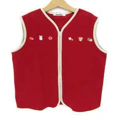 ファミリア ベスト ジャケット アウター ジップアップ フリース キッズ 女の子用 Sサイズ レッド Familiar 【中古】