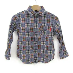 ミキハウス 長袖シャツ トップス チェック柄 キッズ 男の子用 100サイズ 紺×白×緑 MIKIHOUSE 【中古】