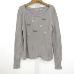 ファミリア ニット トップス 長袖 リブ リボン コットン キッズ 女の子用 150サイズ ベージュ Familiar 【中古】