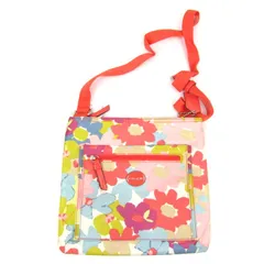 コーチ ショルダーバッグ 未使用 フラワープリント F30021 ナイロン 花柄 サコッシュ 鞄 ブランド レディース オレンジ COACH