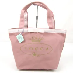 トッカ トートバッグ ハンドバッグ 未使用 リボン ロゴ キャンバス 日本製 鞄 ブランド レディース ピンク TOCCA