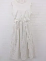 ◇ ◎ KBF URBAN RESEARCH ニット 切替 ノースリーブ 膝下丈 ワンピース サイズF ホワイト系 ベージュ マルチ レディース P  【中古】 【1210310002741】のサムネイル