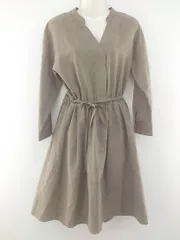 ◇ ◎ NATURAL BEAUTY BASIC Vネック 長袖 膝丈 ワンピース サイズS ブラウン系 レディース P  【中古】 【1211010005216】