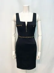 2008 Tika ティカ キャバクラ ドレス ラメ ゴールドジップ タイト ミニ 伸縮性 キャバドレス S