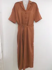 ◇ ◎ merlot plus メルロープリュス 開襟 七分袖 オールインワン ブラウン系 レディース P  【中古】 【1211020000690】のサムネイル